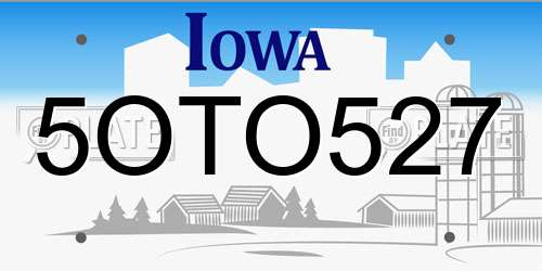 5OTO527 Iowa License Plate