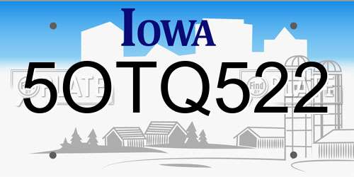 5OTQ522 Iowa License Plate