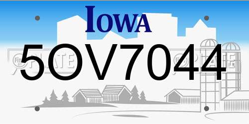 5OV7044 Iowa License Plate