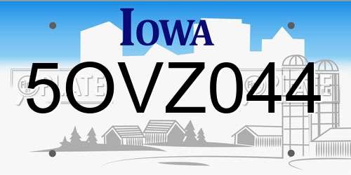 5OVZ044 Iowa License Plate