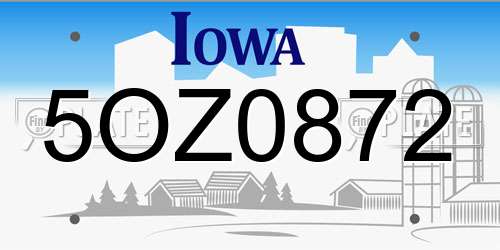 5OZ0872 Iowa License Plate