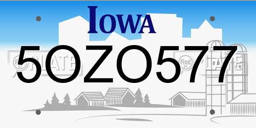 5OZO577 Iowa License Plate