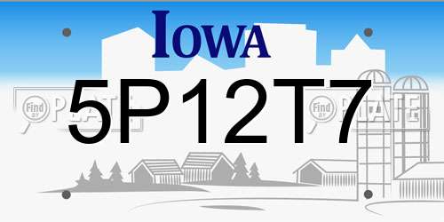 5P12T7 Iowa License Plate