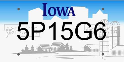 5P15G6 Iowa License Plate