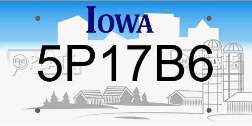 5P17B6 Iowa License Plate