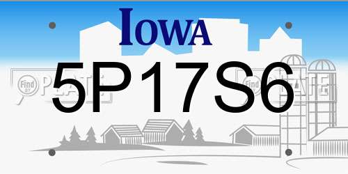5P17S6 Iowa License Plate