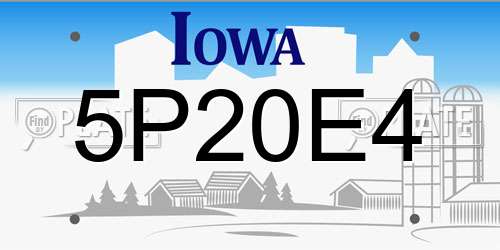 5P20E4 Iowa License Plate