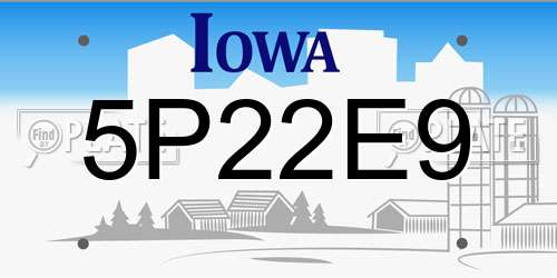 5P22E9 Iowa License Plate