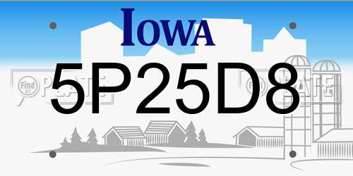 5P25D8 Iowa License Plate