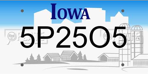 5P25O5 Iowa License Plate