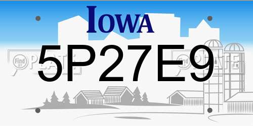 5P27E9 Iowa License Plate