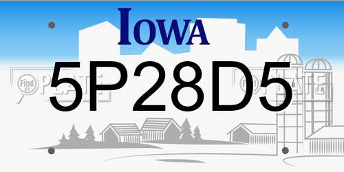 5P28D5 Iowa License Plate