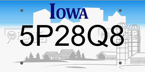 5P28Q8 Iowa License Plate