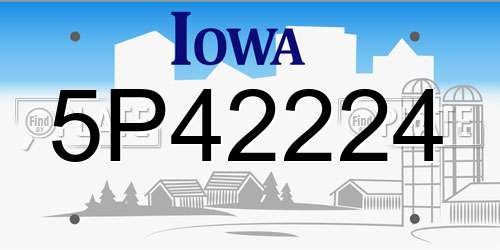 5P42224 Iowa License Plate