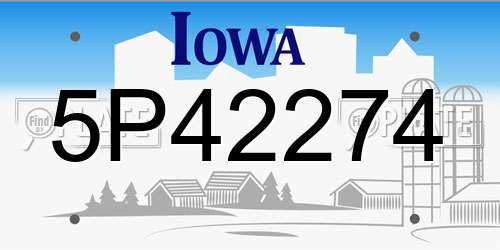 5P42274 Iowa License Plate