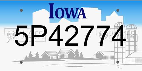 5P42774 Iowa License Plate