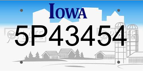 5P43454 Iowa License Plate