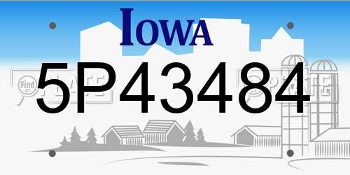 5P43484 Iowa License Plate