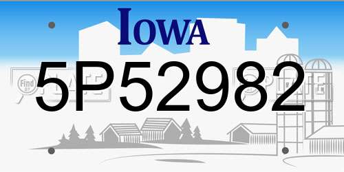 5P52982 Iowa License Plate
