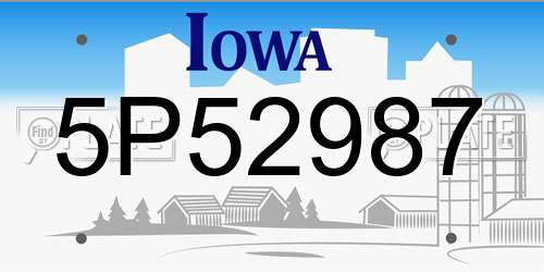 5P52987 Iowa License Plate