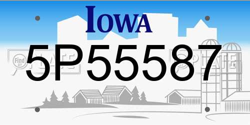 5P55587 Iowa License Plate