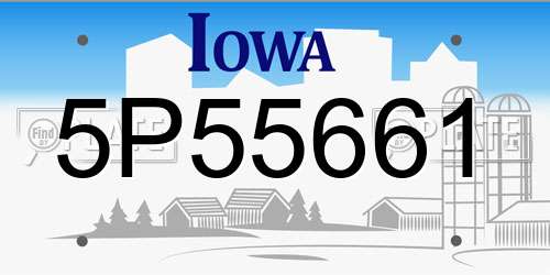 5P55661 Iowa License Plate