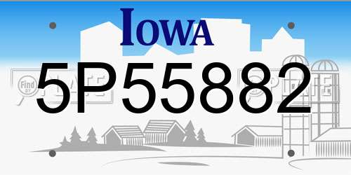 5P55882 Iowa License Plate