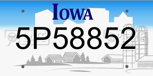 5P58852 Iowa License Plate