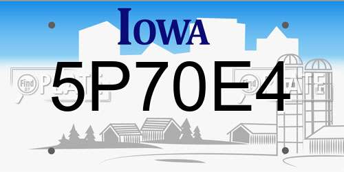 5P70E4 Iowa License Plate