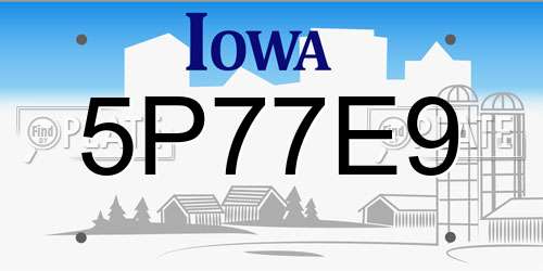 5P77E9 Iowa License Plate