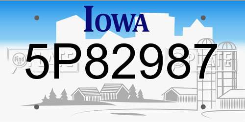 5P82987 Iowa License Plate