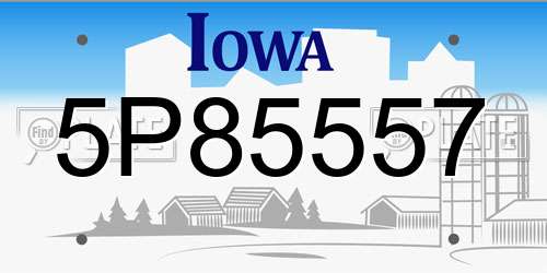 5P85557 Iowa License Plate