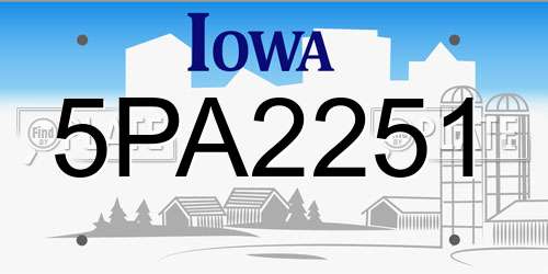 5PA2251 Iowa License Plate