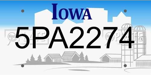 5PA2274 Iowa License Plate