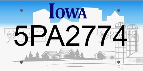 5PA2774 Iowa License Plate