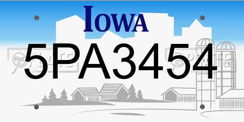 5PA3454 Iowa License Plate