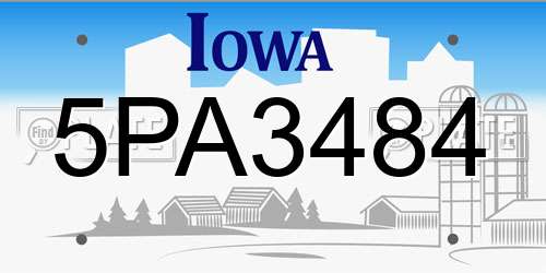 5PA3484 Iowa License Plate