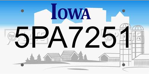 5PA7251 Iowa License Plate