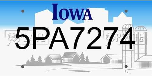 5PA7274 Iowa License Plate
