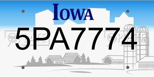 5PA7774 Iowa License Plate