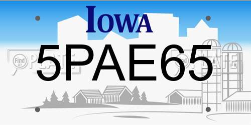 5PAE65 Iowa License Plate