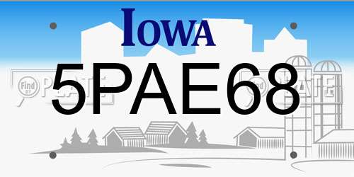5PAE68 Iowa License Plate