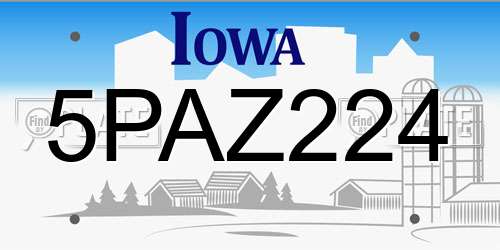 5PAZ224 Iowa License Plate