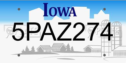 5PAZ274 Iowa License Plate