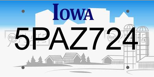5PAZ724 Iowa License Plate