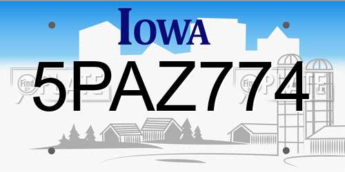 5PAZ774 Iowa License Plate