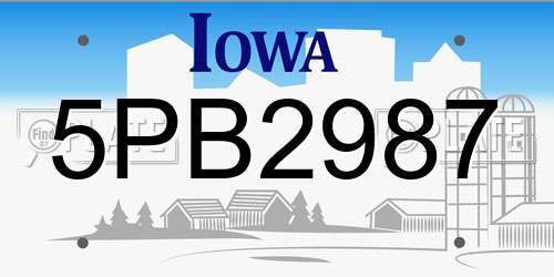 5PB2987 Iowa License Plate