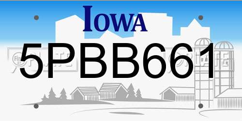 5PBB661 Iowa License Plate