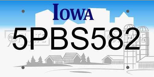 5PBS582 Iowa License Plate
