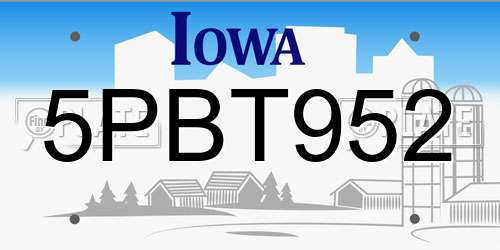5PBT952 Iowa License Plate